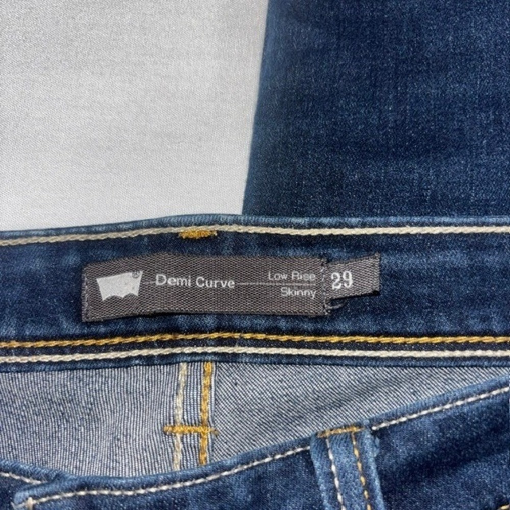 Levis Demi Curve Low Rise Skinny Jeans Dark Wash Blue Denim Womens 29x32 - Picture 6 of 8